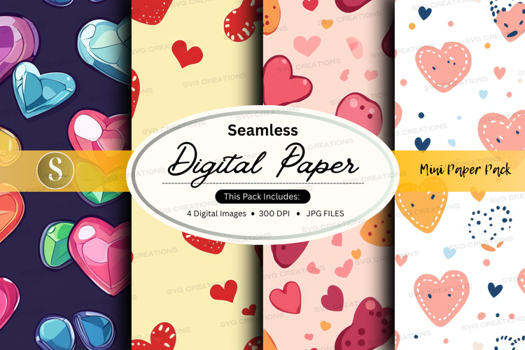 Seamless hearts digital paper