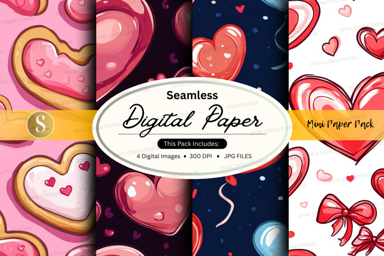 Seamless hearts digital paper