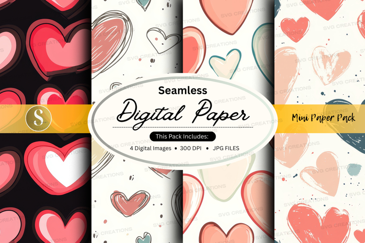 Seamless hearts digital paper