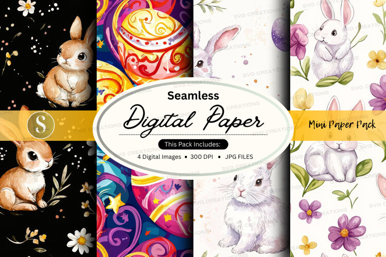 Seamless digital paper - bunny theme example image 1