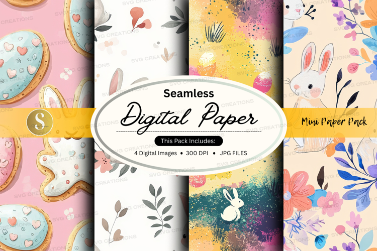 Seamless digital paper - pastel bunny & floral