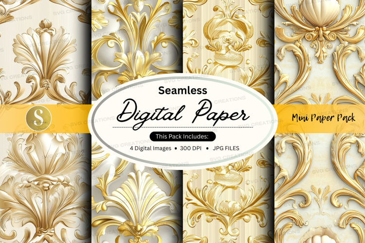 Seamless gold ornaments digital paper