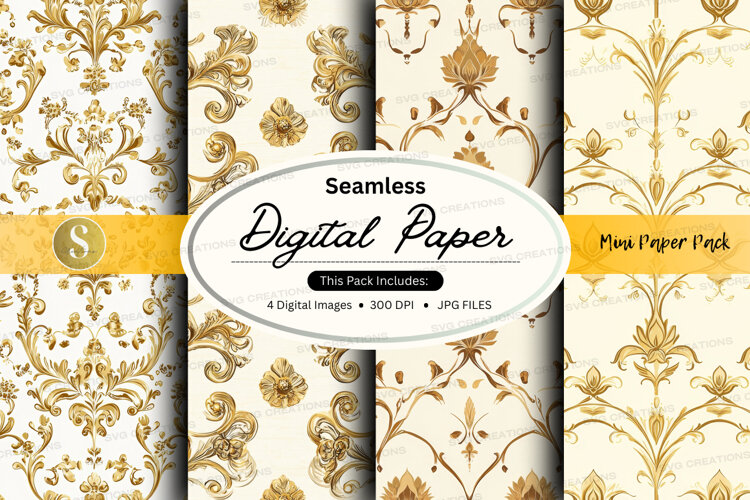 Seamless elegant gold digital paper example image 1