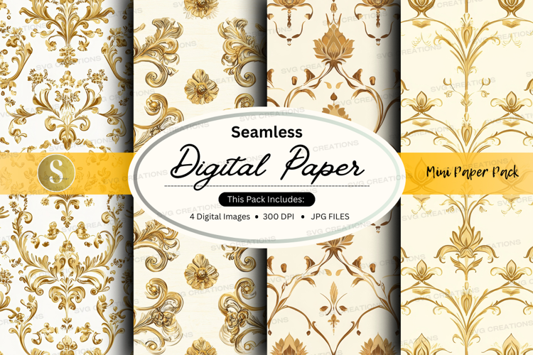 Seamless elegant gold digital paper