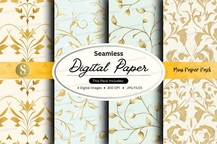 Seamless digital paper - elegant floral designs example image 1