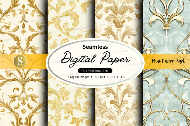 Seamless digital paper - elegant floral designs digital pape example image 1