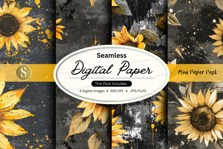 Seamless digital paper - sunflower pattern