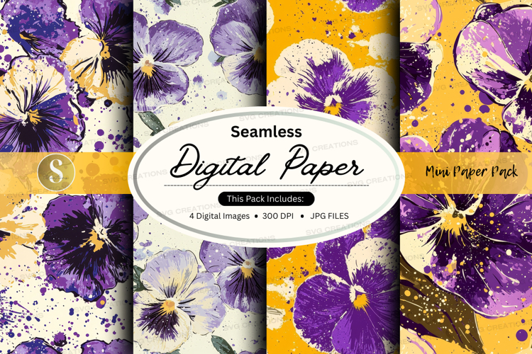 Seamless digital paper - purple floral