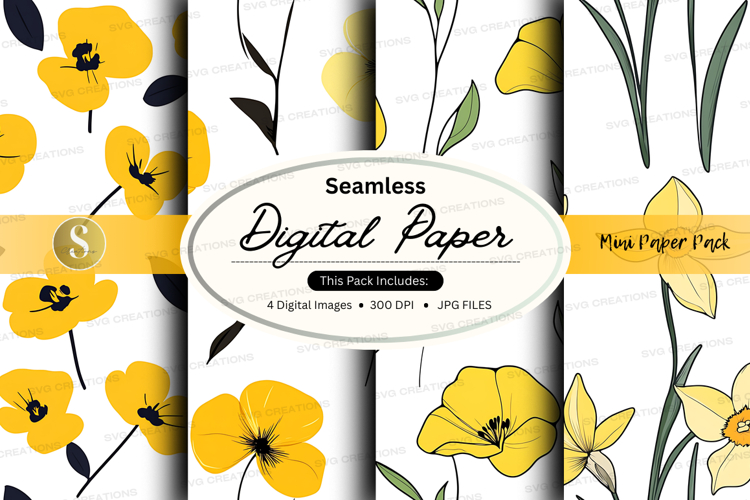 Seamless yellow flowers digital paper