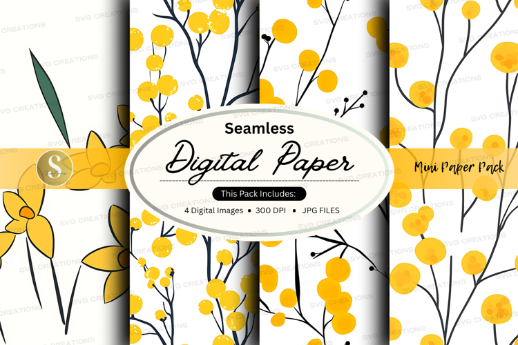 Seamless yellow flowers digital paper
