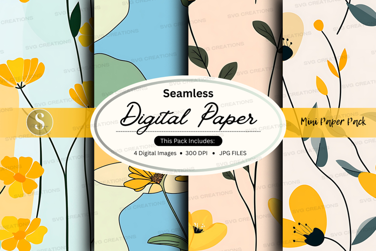 Seamless digital paper - minimalist floral pack