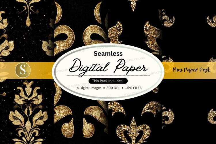 Elegant gold floral pattern on black example image 1