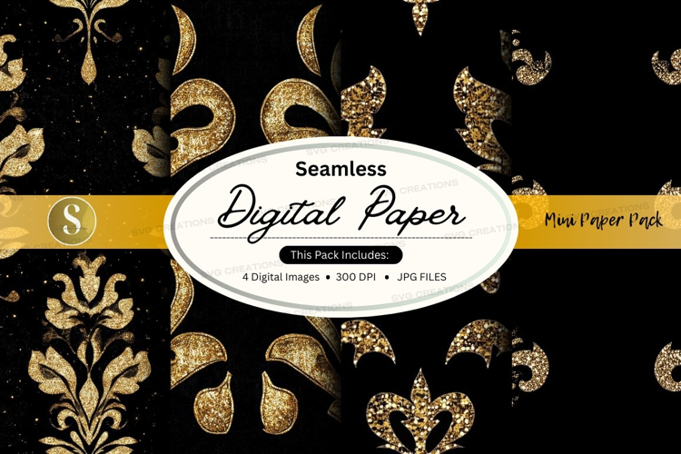 Elegant gold floral pattern on black