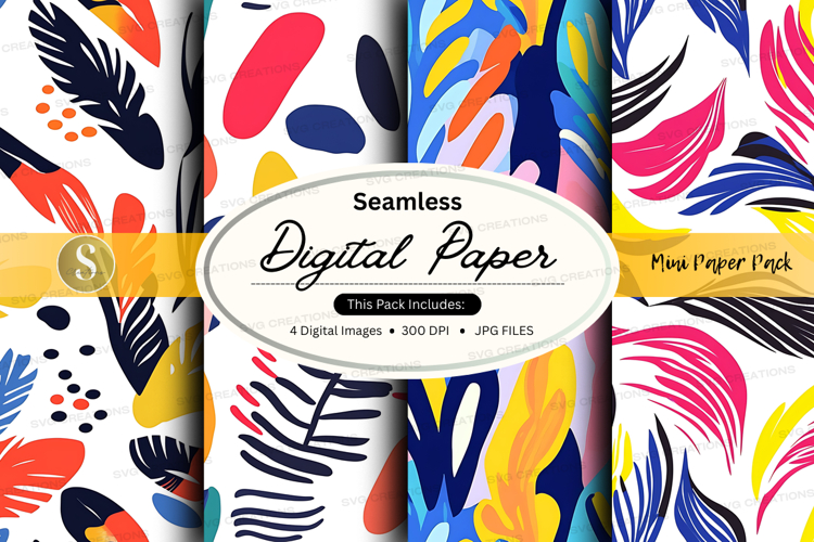 Seamless tropical leaves digital paper