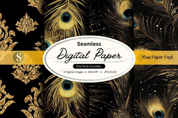 Opulent peacock feathers seamless pattern