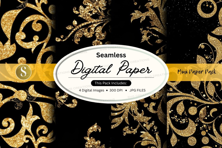 Golden baroque seamless pattern