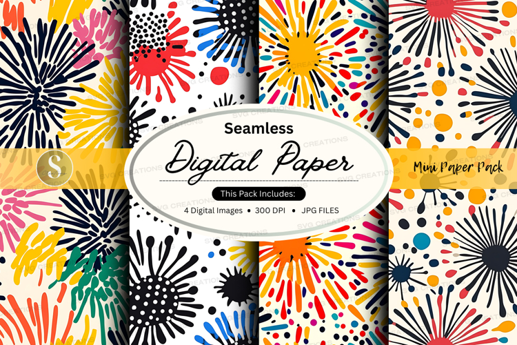 Seamless digital paper - fireworks pattern