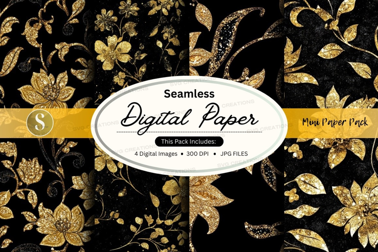 Elegant black and gold floral pattern