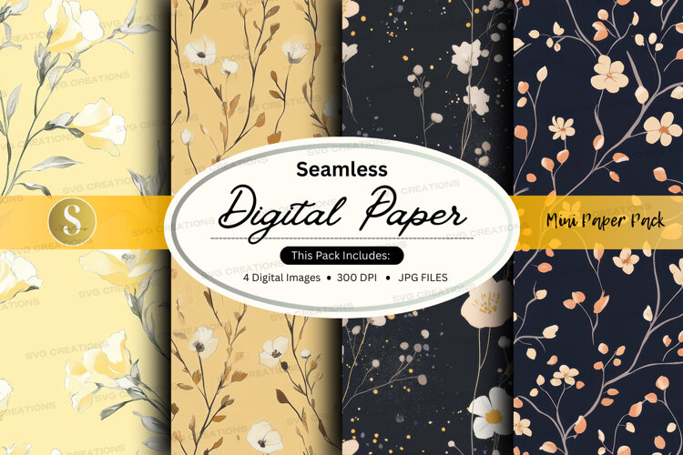 Seamless digital paper - minimalist floral pack (6512299)