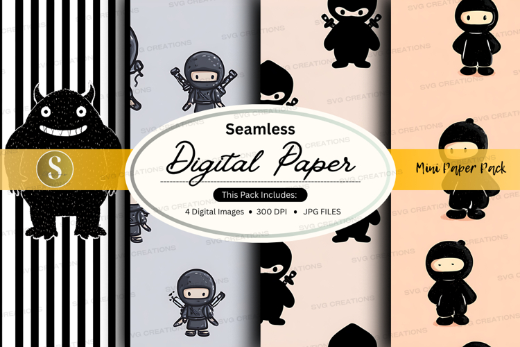 Seamless digital paper pack - ninja theme