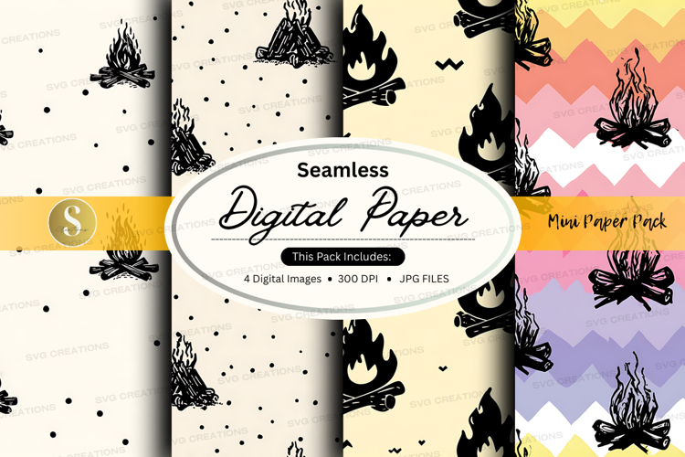 Seamless digital paper - campfire patterns