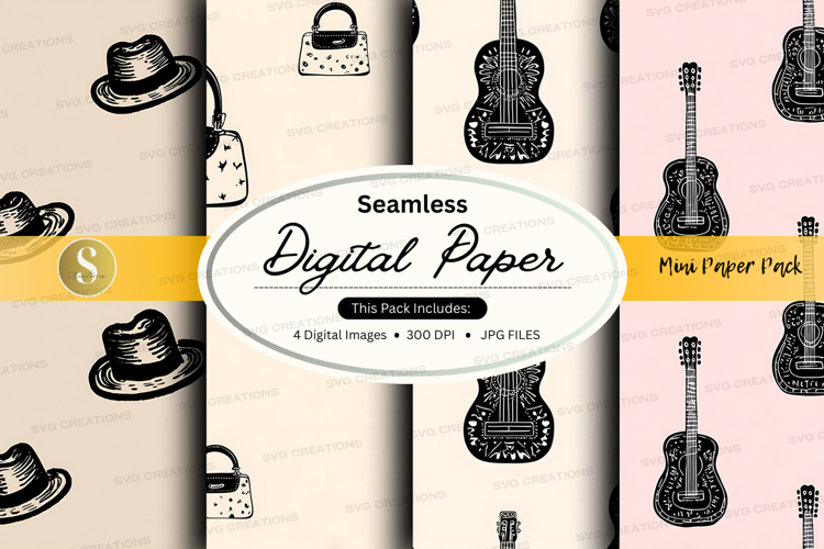 Seamless digital paper - vintage music theme digital paper