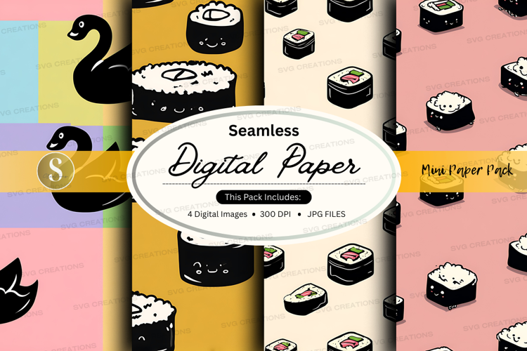Seamless sushi digital paper