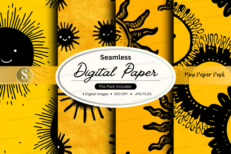 Seamless digital paper - minimalist sun designs