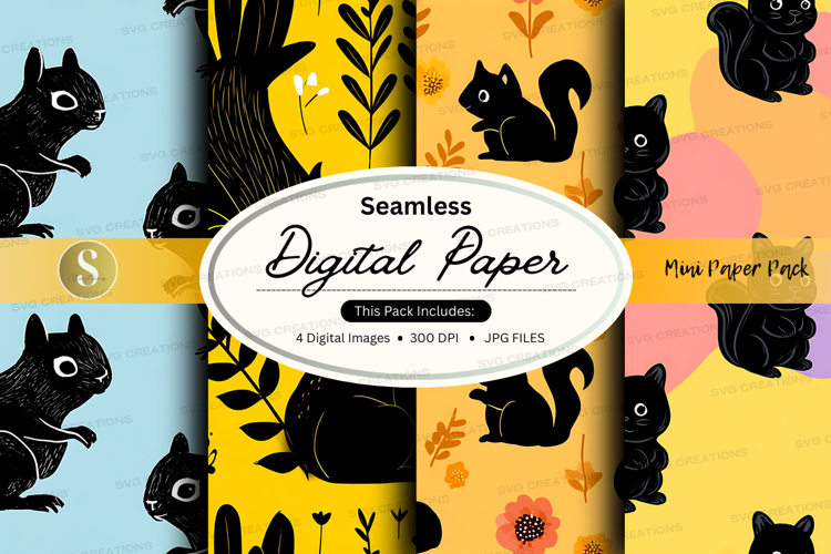 Seamless squirrel digital paper