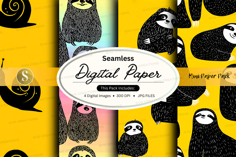 Seamless sloth digital paper