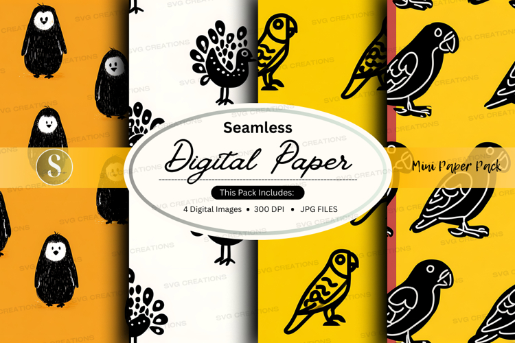 Seamless bird pattern digital paper