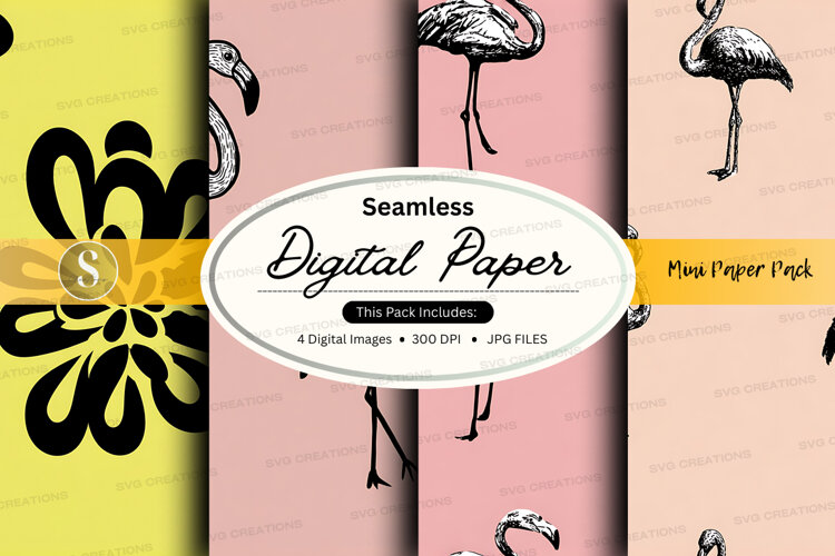 Seamless digital paper - flamingo pattern example image 1