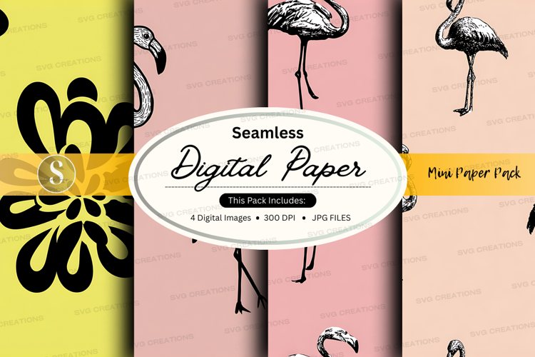 Seamless digital paper - flamingo pattern