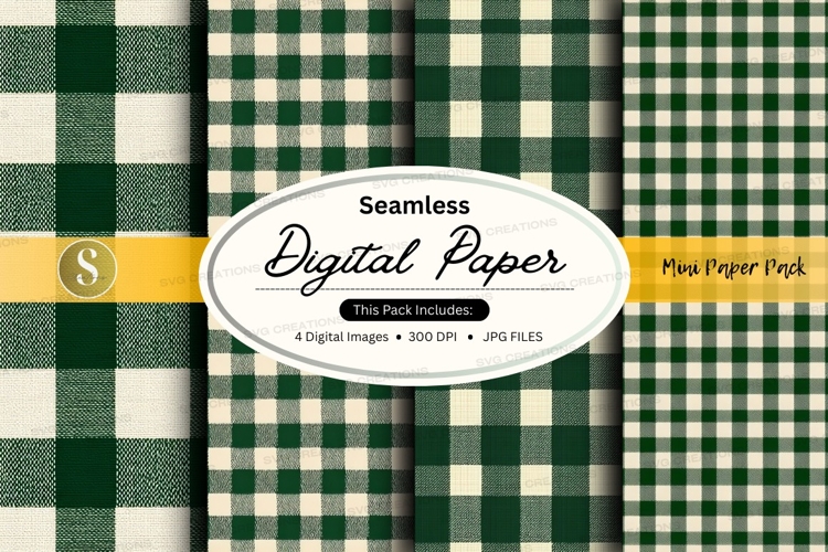 Green and white plaid seamless pattern