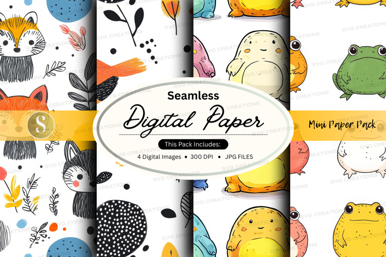 Whimsical forest animals digital paper