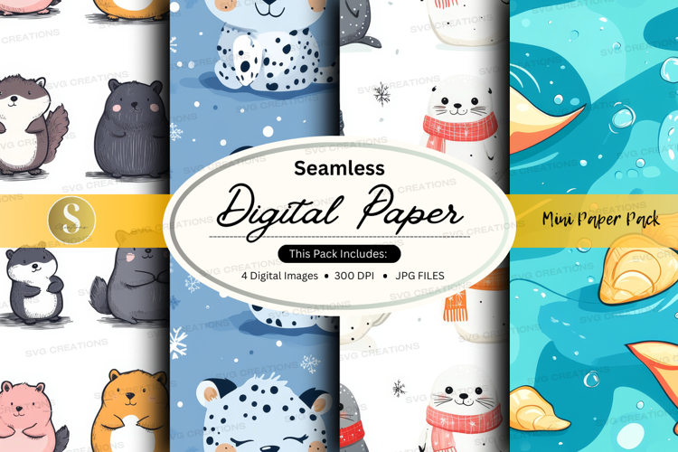 Seamless digital paper - cute animals