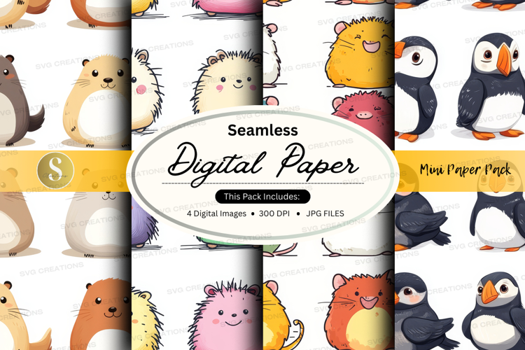 Seamless digital paper - cute animals