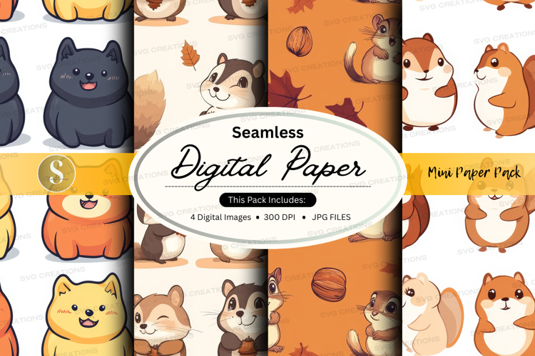 Seamless digital paper - cute animals