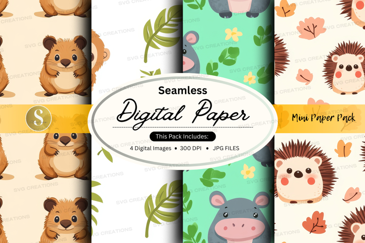 Seamless digital paper - cute forest animals