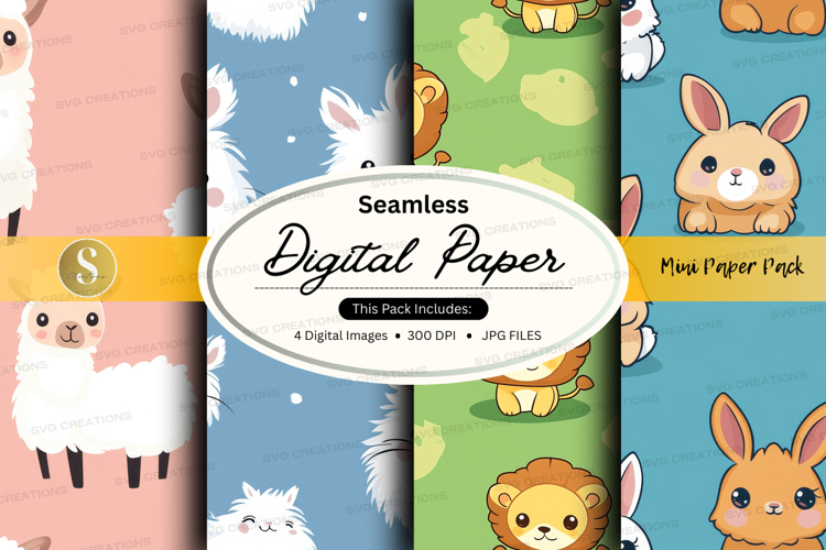 Seamless digital paper - cute animal pack