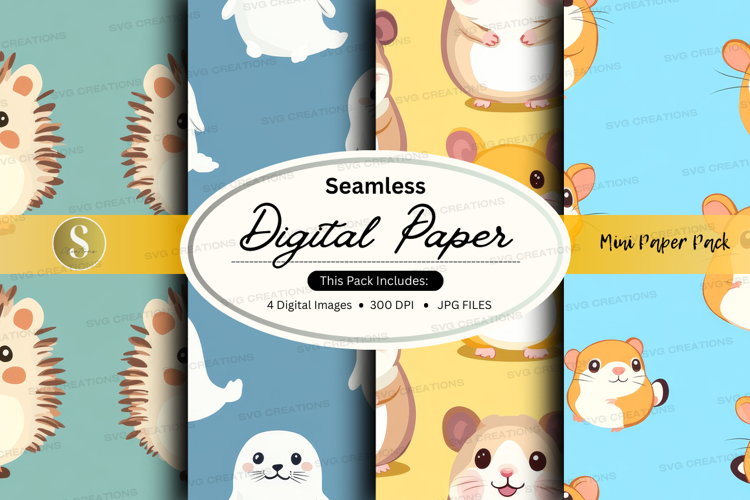 Seamless digital paper - cute animal pattern