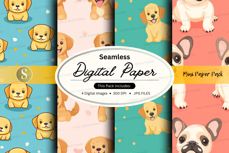 Seamless digital paper - cute puppy patterns