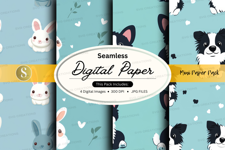 Seamless digital paper - cute animal pattern