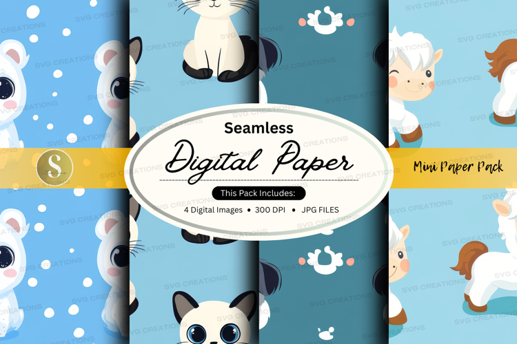 Seamless digital paper - cute animals