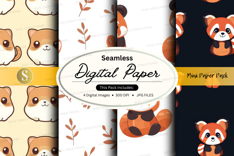 Seamless digital paper - cute animal pattern