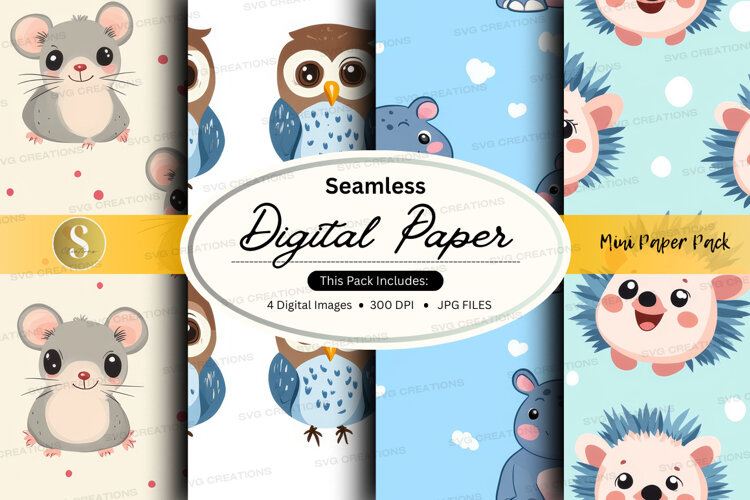 Seamless digital paper - cute animal pattern example image 1