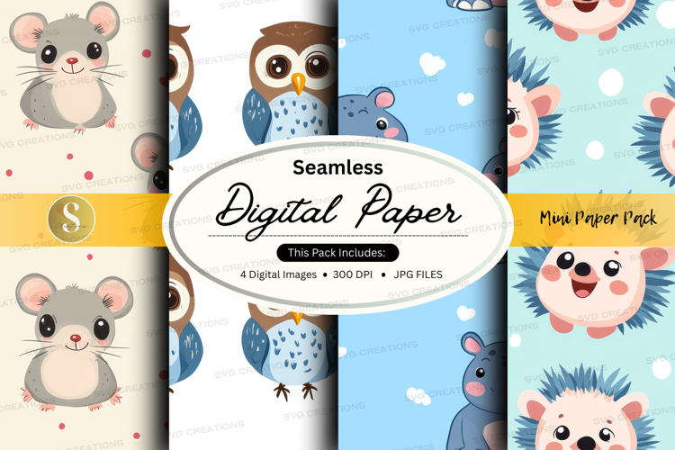 Seamless digital paper - cute animal pattern