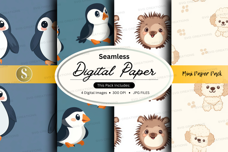 Seamless digital paper - cute animals