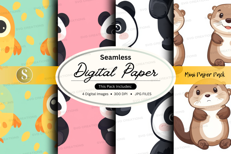 Seamless digital paper - cute animal collection