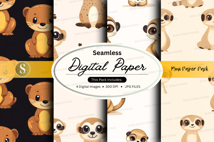 Seamless digital paper - cute animals